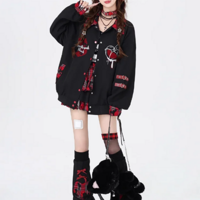 Women’s autumn winter punk harajuku vintage coat - Thumbnail 1