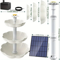 3 Tiered Bird Bath with 2.5W Solar Pump, DIY Solar Fountain Detachable and Suitable for Bird Bath, Garden Decoration, Outdoor Bird Feeder - Thumbnail 7