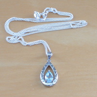 BOXED GIFT/Sterling Silver Blue Topaz Teardrop Pendant & Chain/Blue Topaz Necklace/Topaz Jewellery/Topaz Jewelry/November Birthstone/UK - Thumbnail 2