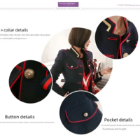 Navy Blue Women’s Vintage Stand Collar Jacket - Thumbnail 4