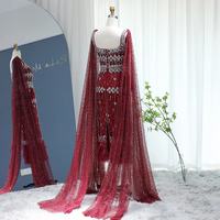 Mermaid Evening Dress with Cape Luxury Feather  - Thumbnail 7