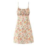 Retro holiday casual floral short A-line skirt suspender dress - Thumbnail 4