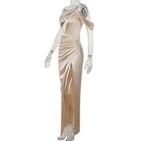Temperament sexy slim hollow irregular slit long dress - Thumbnail 4