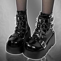 PU Leather Rivet Buckle Design Gothic Shoes - Thumbnail 1