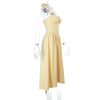 Halter neck butterfly end waist revealing chest A-line dress - Thumbnail 6