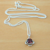 BOXED GIFT/Garnet Pendant & 18" Silver Chain/Garnet Necklace/Red Garnet Jewellery/Garnet Jewelry/Garnet Jewelery/January Birthstone/UK - Thumbnail 2