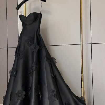 Gothic wedding dress, black mermaid bridal dress bridal gown