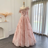  Luxury Dubai Ball Gown Gold Evening Dress for Women - Thumbnail 2