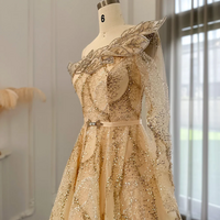  Luxury Dubai Ball Gown Gold Evening Dress for Women - Thumbnail 6