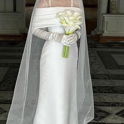 Mermaid wedding dress, off the shoulder satin bridal dress bridal gown