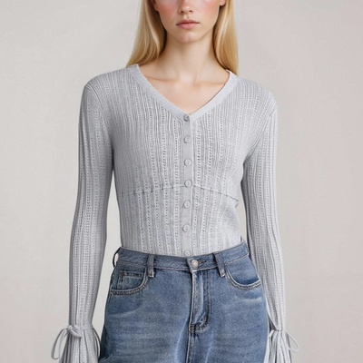 Sweet style ruffled patchwork warm long-sleeved bottoming sweater