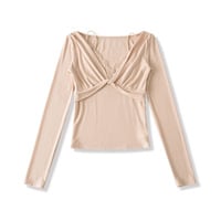 Sweet lace stitching fake two-piece long-sleeved T-shirt - Thumbnail 5
