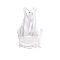 Halter neck ribbon bra pad waist top small vest - Thumbnail 3