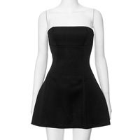 Solid color casual sleeveless backless tube top slim short dress - Thumbnail 2