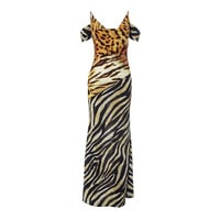 Leopard and zebra print halterneck holiday dress - Thumbnail 1
