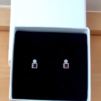 BOXED GIFT/Sterling Silver Garnet & Cz Gemstone Stud Earrings/Garnet Earrings,Garnet Square Earrings/Square Stud Earrings/Garnet Jewellery/UK - Thumbnail 7