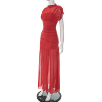 Sexy solid color hip-wrapped mesh maxi dress - Thumbnail 5