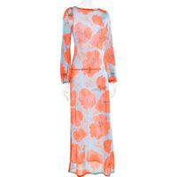 Irregular printing fashionable temperament slim dress long sleeve perspective contrast color long skirt - Thumbnail 2