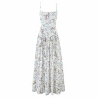 Gentle holiday style floral waist-length tube top dress - Thumbnail 1