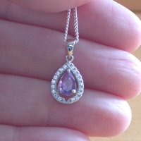BOXED GIFT/Sterling Silver Amethyst Pendant & Chain/Amethyst Necklace/Amethyst Jewellery/Amethyst Jewelry/UK - Thumbnail 4