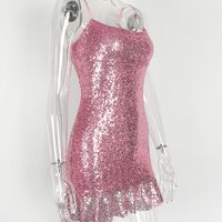Nightclub Party Sequined Bodycon Open Back Suspender Dress - Thumbnail 2