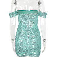 Strapless one-shoulder sequined tight-fitting hip skirt dress - Thumbnail 2