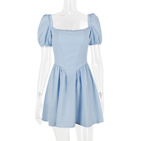 Puff Sleeve Square Neck Dress Corset Princess Dress Two-Piece Set - Thumbnail 1
