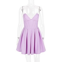 Sexy Tube Top French Dress Slim Backless Fishbone Mini Skirt Tutu Skirt - Thumbnail 5