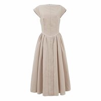 Women's retro round neck sleeveless vest dress with backless mid-length dress - Thumbnail 3