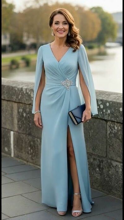 Elegant Sheath Sky Blue Mother of the Bride/ Groom Dresses Formal Evening Gown