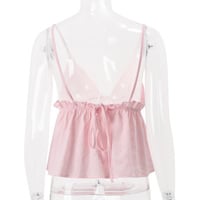 Sexy slim-fit camisole top low-cut backless lace-up hot girl vest - Thumbnail 5
