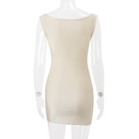 Sexy stacked collar slim fit pleated solid color temperament hip dress - Thumbnail 1