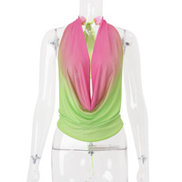 Sexy halterneck vest with gradient colorblocking - Thumbnail 6