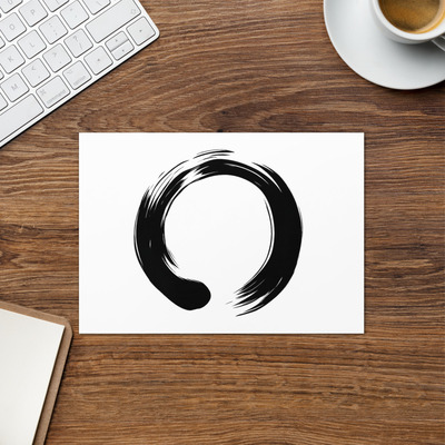 Enso white - zen buddhist inspired greetings card - japanese calligraphy circle