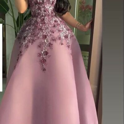 Ball gown 3d handmade flowers prom dress evening formal gown - Thumbnail 1