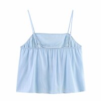 Simple and fresh girl sweet casual outer wear embroidered top with small camisole - Thumbnail 2