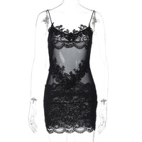 Sexy hot girl style see-through lace wrap chest splicing hip lace dress - Thumbnail 4