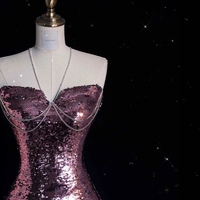 Glamorous Sequin Evening Gown - Halter Neck Design, Perfect for Formal Events, Purple Prom Dress, Long Prom Dress, Sparkly Prom Dresses - Thumbnail 8