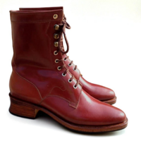 Crafted Leather Classic Men Brown Leather Long Military Ankle High Lace up Boot - Thumbnail 3