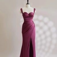 Purple Dress Satin dresses Slip Coctail  Dress Plum Bridesmaid Dress Backless Wedding Guest Dress Prom Gown  - Thumbnail 7