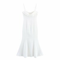 Simple pearl embellished suspender fishtail skirt - Thumbnail 1