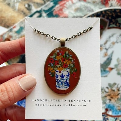 “savor the season” painted pendant necklace no.01