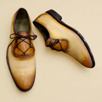Crafted Leather Classic Tan Leather Oxford Lace up Dress Shoes - Thumbnail 1