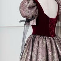 Short Sleeves Velvet A-line with Bow Lace up Tulle Evening Dresses  - Thumbnail 6