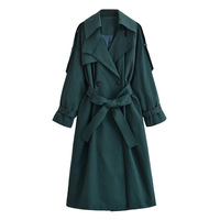 Street Fashion Long Lace-Up Trench Coat - Thumbnail 1