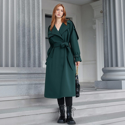 Street Fashion Long Lace-Up Trench Coat
