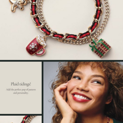 Merry in plaid charm bracelet