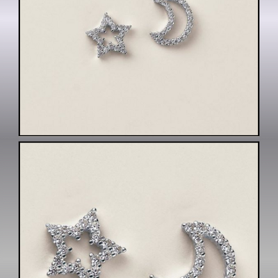 Sterling silver cz cosmic moon & star earrings