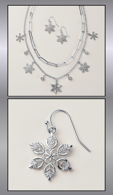 Snowfall Sparkle Layered Necklace and Earring Set
