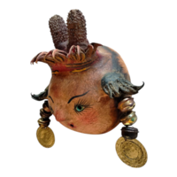 Coconut mask. Collectibles. Home decoration. Wall decoration. Interior decoration. Mexican mask. Mexican craft. Mexican Folk Art. - Thumbnail 2